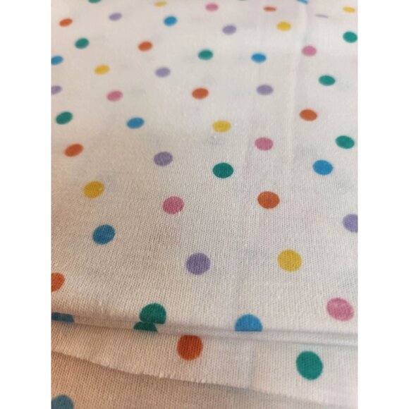 Rainbow Polka Dot White Stretch Knit Fabric 1 Yard X 60" Wide Sewing Material - Picture 6 of 9